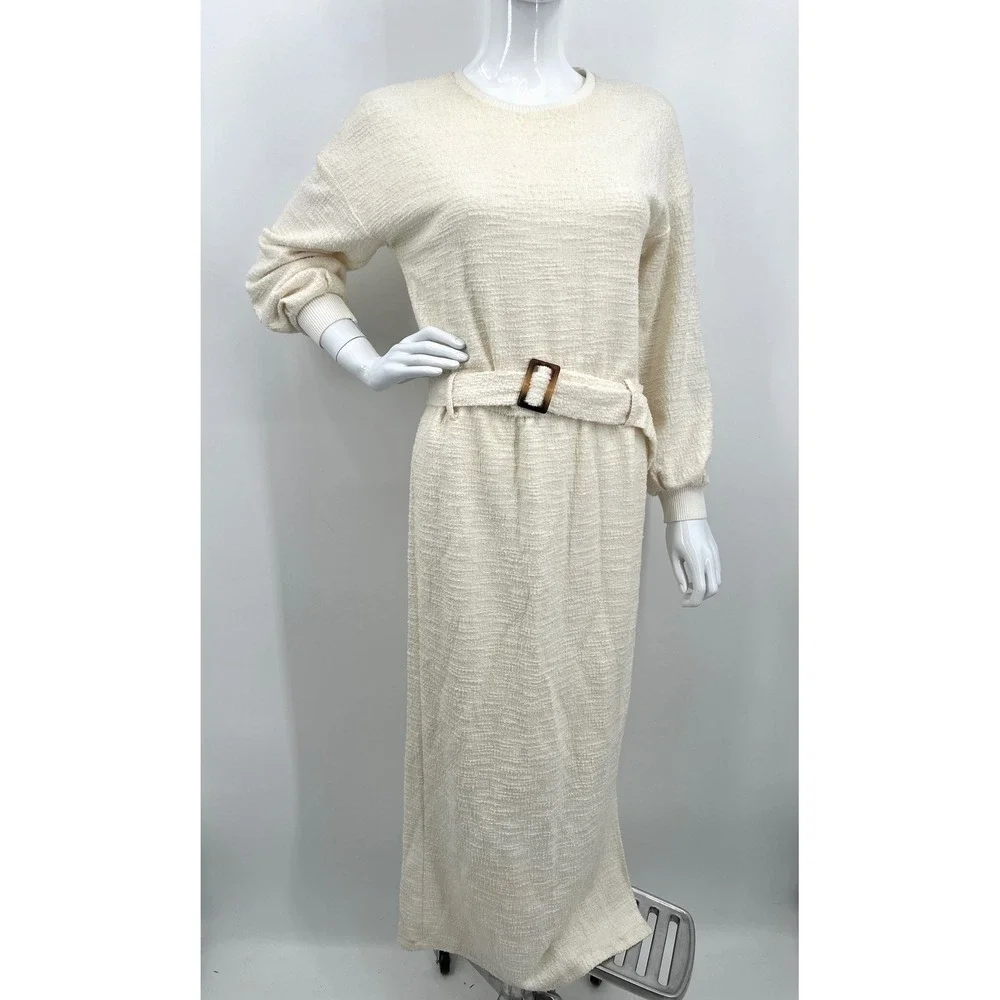 DOLAN Jacqueline Terrycloth Maxi Dress Belted Cream Size‎ S Petite